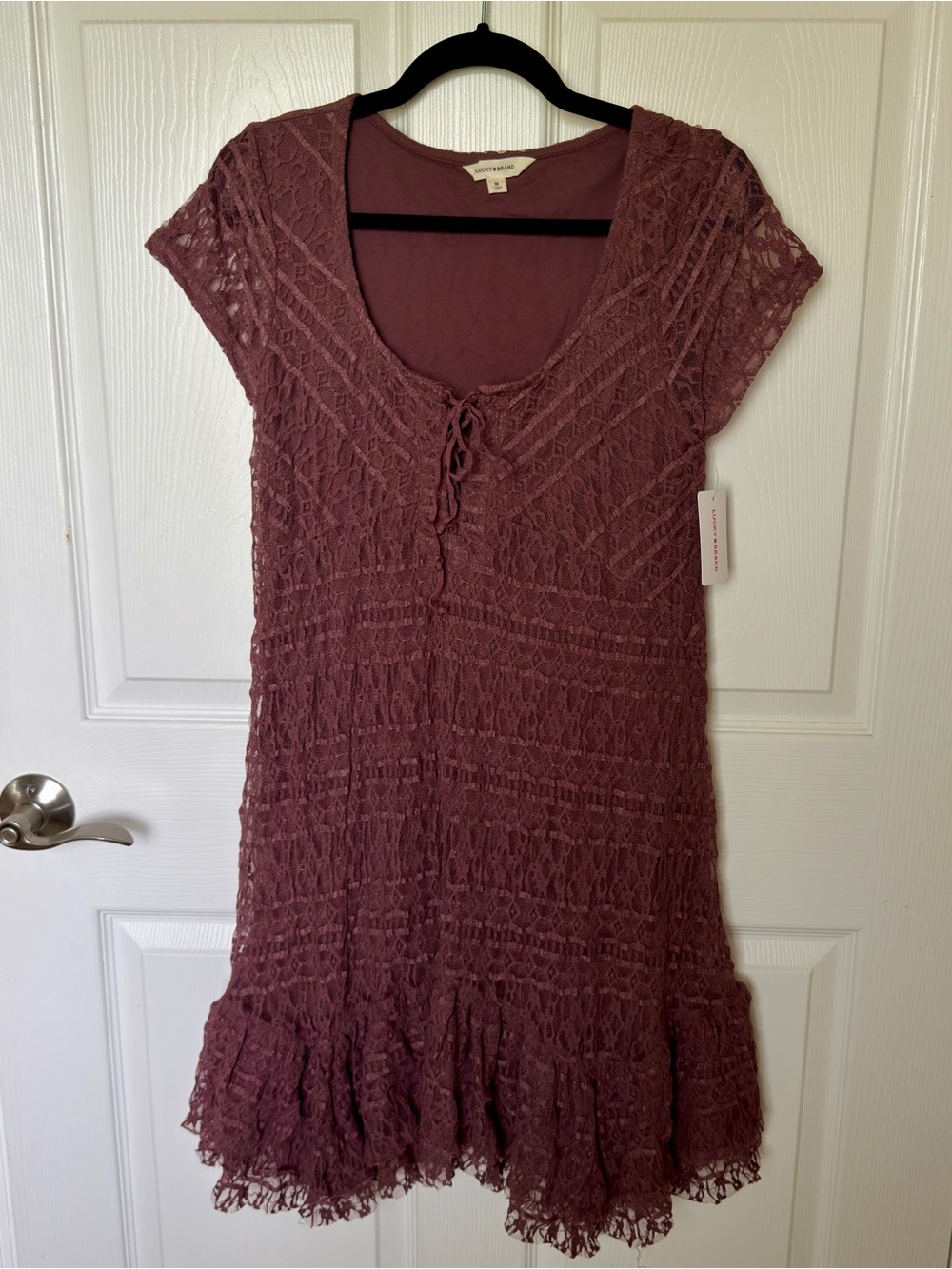 Lucky Brand LACE MINI DRESS in Vineyard Wine
